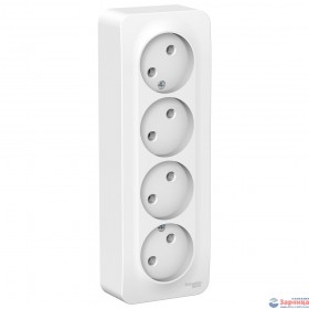 Розетка 4-м ОП Blanca 16А IP20 250В без заземл. без защ. шторок с изолир. пластиной бел. SchE BLNRA000411