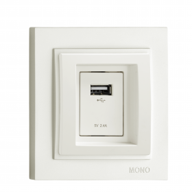 MONO Механизм Розетка c USB ЗАРЯДКОЙ  Белая