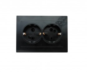 REV Розетка с/п с з/к 2-местная серия Palazzo, черный, düwi