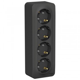 Розетка 4-м ОП Blanca 16А IP20 250В с заземл. защ. шторки с изолир. пластиной антрацит SchE BLNRA011416 (4шт)