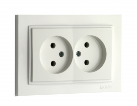 MONO Механизм  Розетка 2-ая б/з керамика Белая (500-001905-121)