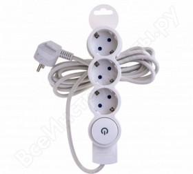 REV Удлинитель 3 гнезда, с выключателем, с землей, со шторками, 3 м(35)