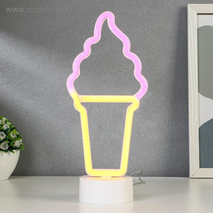 Ночник "Мороженое на палочке" LED (розовый,желтый) USB белый 8х12,5х29,5 см   5060130