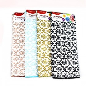 Салфетка для сушки посуды КотКомфорт 380х500 мм "Вензеля" (микрофибра, микс) (1шт в уп) (120/6)