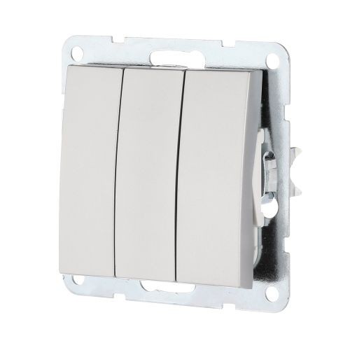 Выключатель 3-кл.  (сх.1+1+1) 16 A. 250 B (сереб. металлик) LK60  (20шт) 1кор.=200шт.