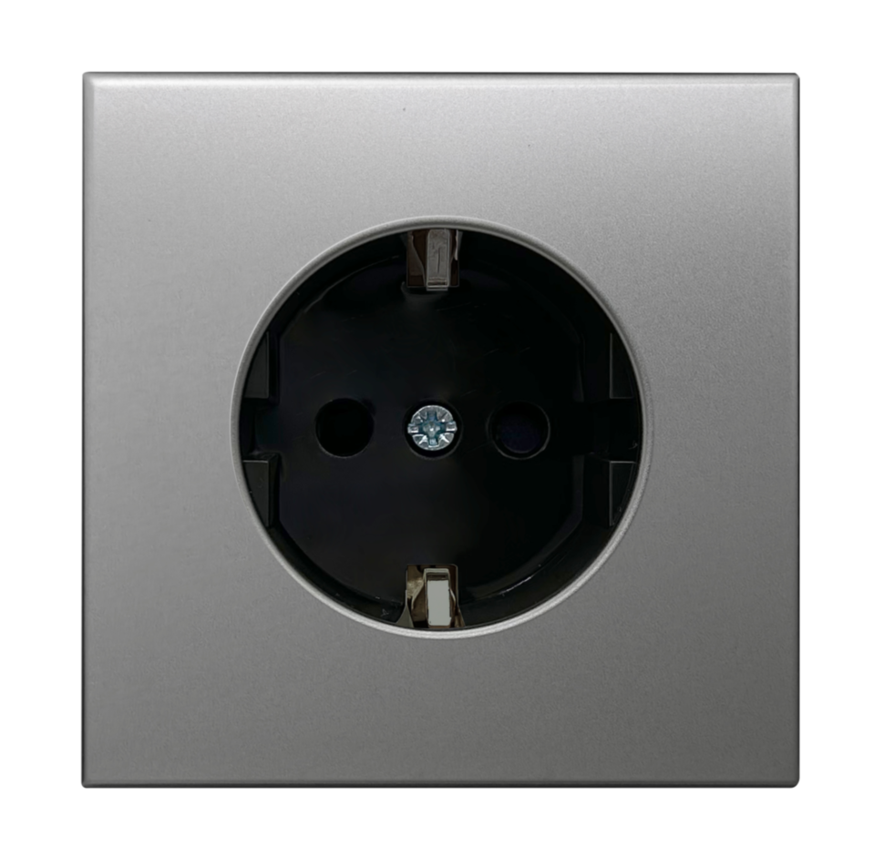 Donel R98 METAL благородная сталь накладка для розетки Schuko с заземлением, со шторками 16A 250 В~, серия DA