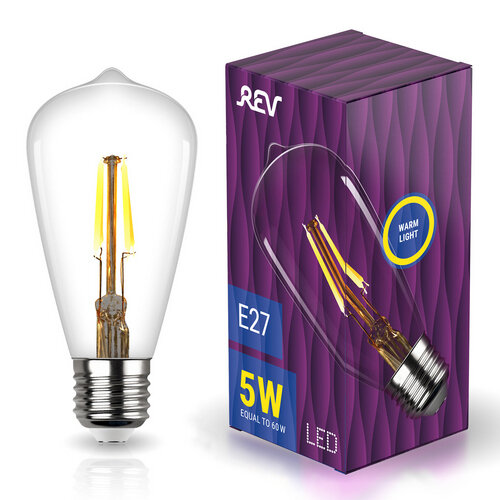 REV Лампа сд VINTAGE Filament ST64 E27 5W, 2700K, DECO Premium GOLD, теплый свет