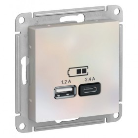 Механизм розетки USB+Type-C жемчуг AtlasDesign