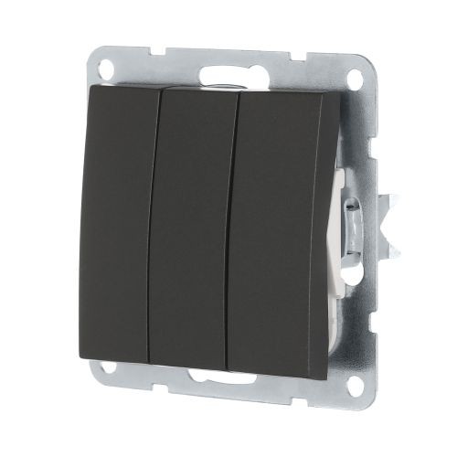 Выключатель 3-кл.  (сх.1+1+1) 16 A. 250 B (черн. бархат) LK60  (20шт) 1кор.=200шт.