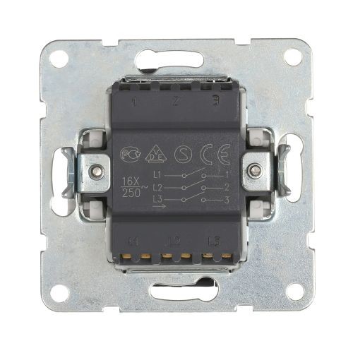 Выключатель 3-кл.  (сх.1+1+1) 16 A. 250 B (черн. бархат) LK60  (20шт) 1кор.=200шт.