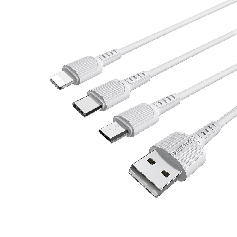 BX16 Кабель 3 в 1 Lightning/Micro-USB/USB-C BX16