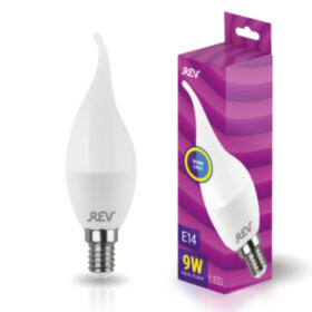 REV Лампа сд FC37 Е14 9W, 2700K, теплый свет, свеча на ветру