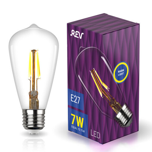 REV Лампа сд VINTAGE Filament ST64 E27 7W, 2700K, DECO Premium GOLD, теплый свет