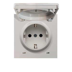 Накладка для розетки с заземлением, с крышкой матовый кашемир