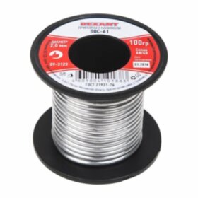 Припой без канифоли ПОС-61  REXANT ,100 г 2,0 мм катушка 1/200 09-3123