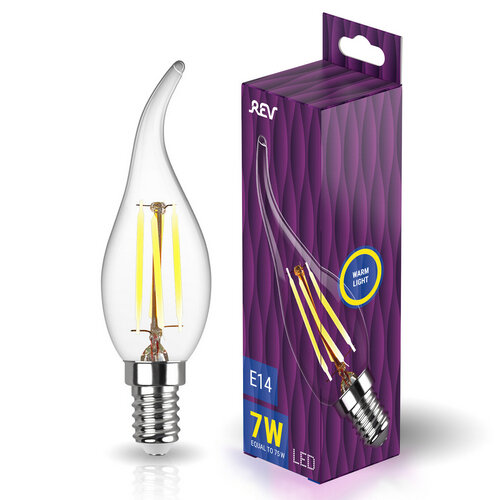 REV Лампа сд FILAMENT  свеча на ветру FC37 E14 7W, 2700K, DECO Premium теплый свет