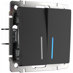 WL Выключатель 2кл с подсветкой (черный матовый)