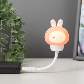Подсветка для клавиатуры "Зайчик" LED ночник USB бело-розовый 6,8х6х19 см RISALUX  7855401