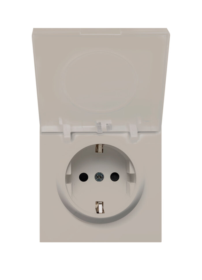 Накладка для розетки с крышкой, 16A 250 В~, матовый кашемир, серия DA