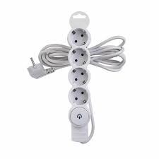 REV Удлинитель 4 гнезда, с выключателем, с землей, со шторками, 5 м(20)