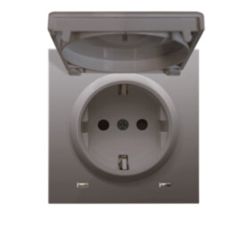Накладка для розетки Schuko с заземлением, с крышкой сталь