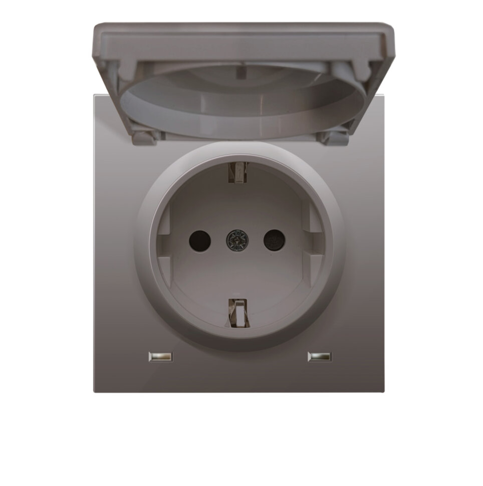 Накладка для розетки Schuko с заземлением, с крышкой сталь