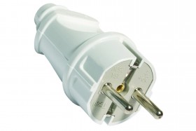 REV Вилка с/з 16А 250В прямой вывод проводника ABS-пластик,белая