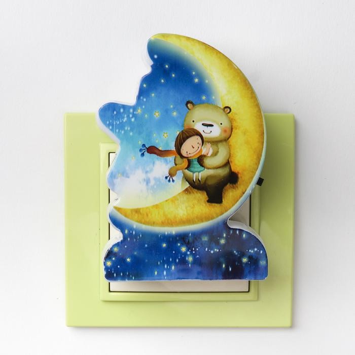 Ночник пластик"Веселые Зверята" 3 диода 220В МИКС 9х6х6,2 см   3483326