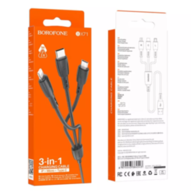 BOROFONE BX71 Кабель 3 в 1 Lightning/Micro-USB/USB-C Черный