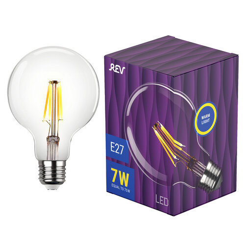 REV Лампа сд VINTAGE Filament шар G95 E27 7W, 2700K, DECO Premium GOLD, теплый свет