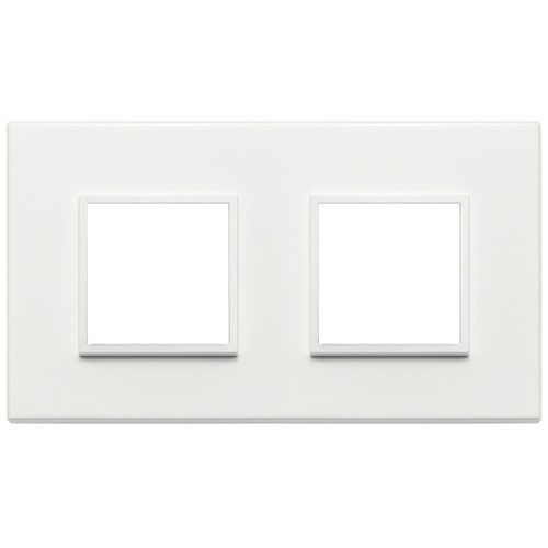 НАКЛАДКА EIKON EVO ДЛЯ 4 МОДУЛЕЙ (2+2) РАССТОЯНИЕ МЕЖДУ ЦЕНТРАМИ 71ММ, БЕЛЫЙ АЛЮМИНИЙ