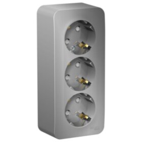 Розетка 3-м ОП Blanca 16А IP20 250В с заземл. защ. шторки с изолир. пластиной алюм. SE BLNRA0113