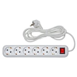 Сетевой фильтр (с кнопкой) RUSELF 6гн.ПВС 3х1 арт.RU-W06-310-02F