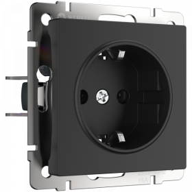 WL Розетка с заземлением (черный матовый)