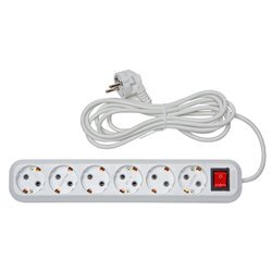 Сетевой фильтр (с кнопкой) RUSELF 6гн.ПВС 3х1 арт.RU-W06-310-05F