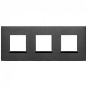 НАКЛАДКА EIKON EVO НА 6 МОДУЛЕЙ (2+2+2) РАССТОЯНИЕ МЕЖДУ ЦЕНТРАМИ 71ММ, ЧЕРНЫЙ АЛЮМИНИЙ