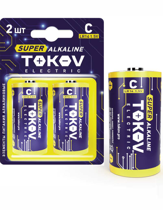Элемент питания алкалиновый С/LR14 (блистер 2шт) TOKOV ELECTRIC