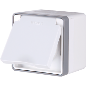 WL белая Розетка влагозащищенная с/з с защитной крышкой и шторками WL15-02-04
