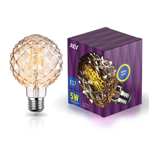 REV Лампа сд FILAMENT колба "Кристалл" шар G95 E27 5W, 2200K, DECO Premium, теплый свет