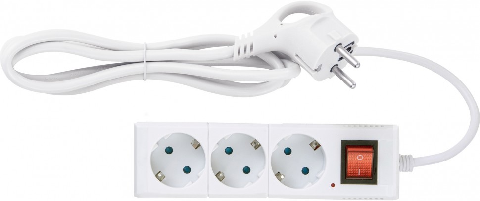 REV Удлинитель с заземлением с выкл. Supraline 3 розетки, 3 метра, 3х1,5мм2, 3680 Вт, 16А, duwi