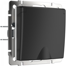 WL Розетка влагозащ. с зазем. с защит. крышкой и шторками (черный матовый)