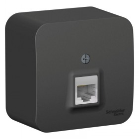 Розетка компьютерная 1-м ОП Blanca RJ45 кат.5E с изолир. пластиной антрацит SE BLNIA045006 (12шт)