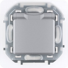 Механизм розетки 1-м СП Inspiria 1445259 16А IP44 250В 2P+E защ. шторки с крышкой немецк.алюм