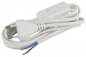 REV Провод с евроштекером и выключателем белый 2м. H 03 VV-F 2х0,75 мм² 2,5А