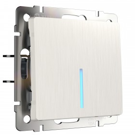 WL Выключатель 1кл с подсветкой (перламутровый рифленый)