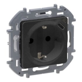 Механизм розетки 1-м СП Inspiria 16А IP20 250В 2P+E немецк. 1445264 со встроен. зарядным антрацит