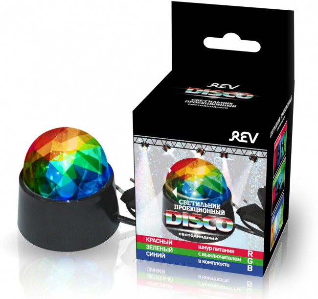 REV Лампа сд проекционная настольный светильник DISCO RGB 3W, шнур питания в комплекте