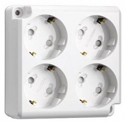 Розетка 4-я накладная с/з ШИН-ДОНГ