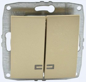 МОNО Выкл. 2 кл. с Подсв. Титан (12/60)