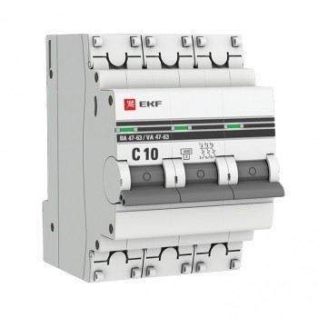 EKF Автоматический выключатель 3Р 10А (С) 4,5кА ВА 47-63 EKF PROxima